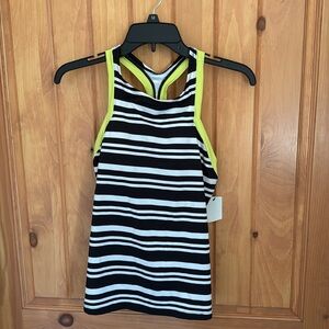 NWT Jantzen Sport Tankini Black/White Stripe High Neck Racerback‎ Straps
